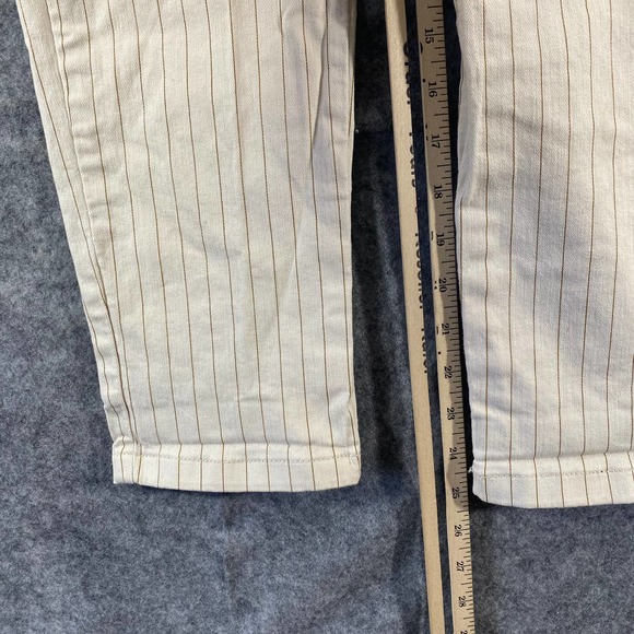 Free People Pants Beige 4 Stripe High Rise Button Fly Tapered Slim Leg High Rise - Picture 7 of 12